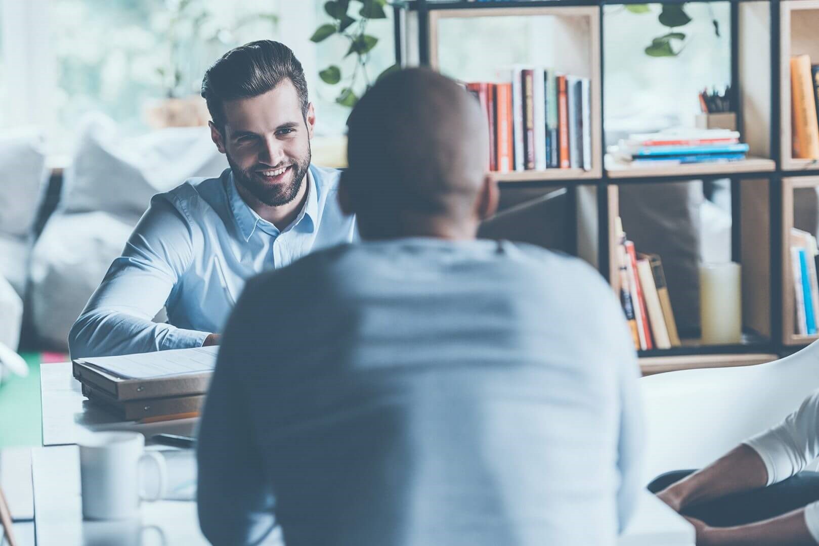 Two people having a meeting.