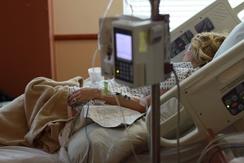 woman in a hospital bed