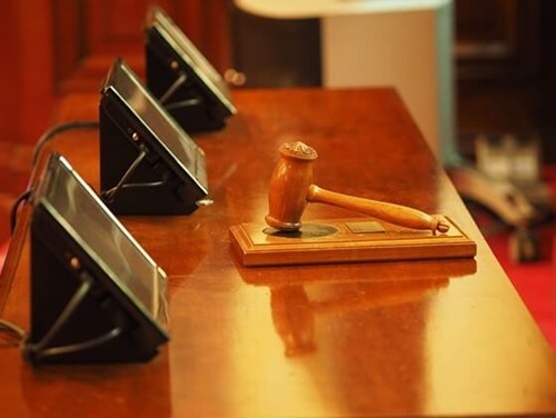 A court room set up for a tribunal