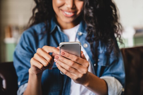 an employee using their phone.