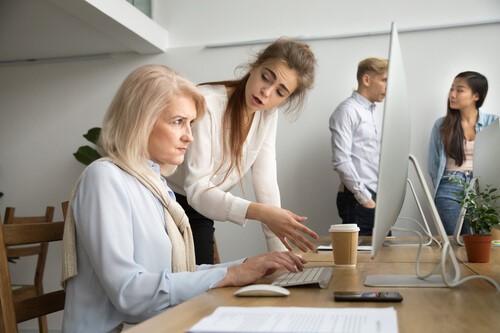 an unhappy employee talking to their line manager